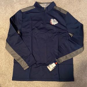 NWT Gonzaga Bulldogs Fanatics Quarter Zip Pullover Jacket, Navy blue and grey